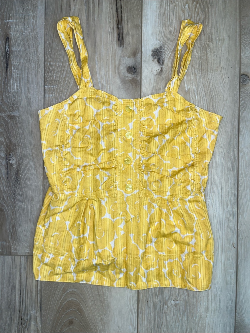 Marc by Marc Jacobs Faux Button Front Peplum Tank Yellow Size 8